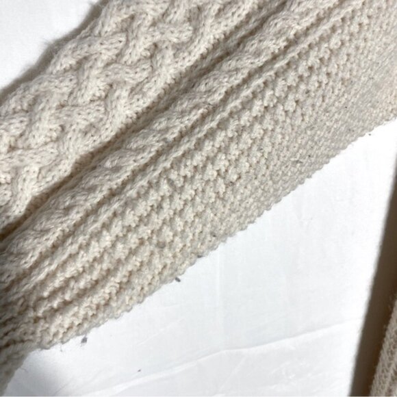 Vintage Oversized Ecru Cable Knit Button Front Cardigan M - Picture 6 of 13
